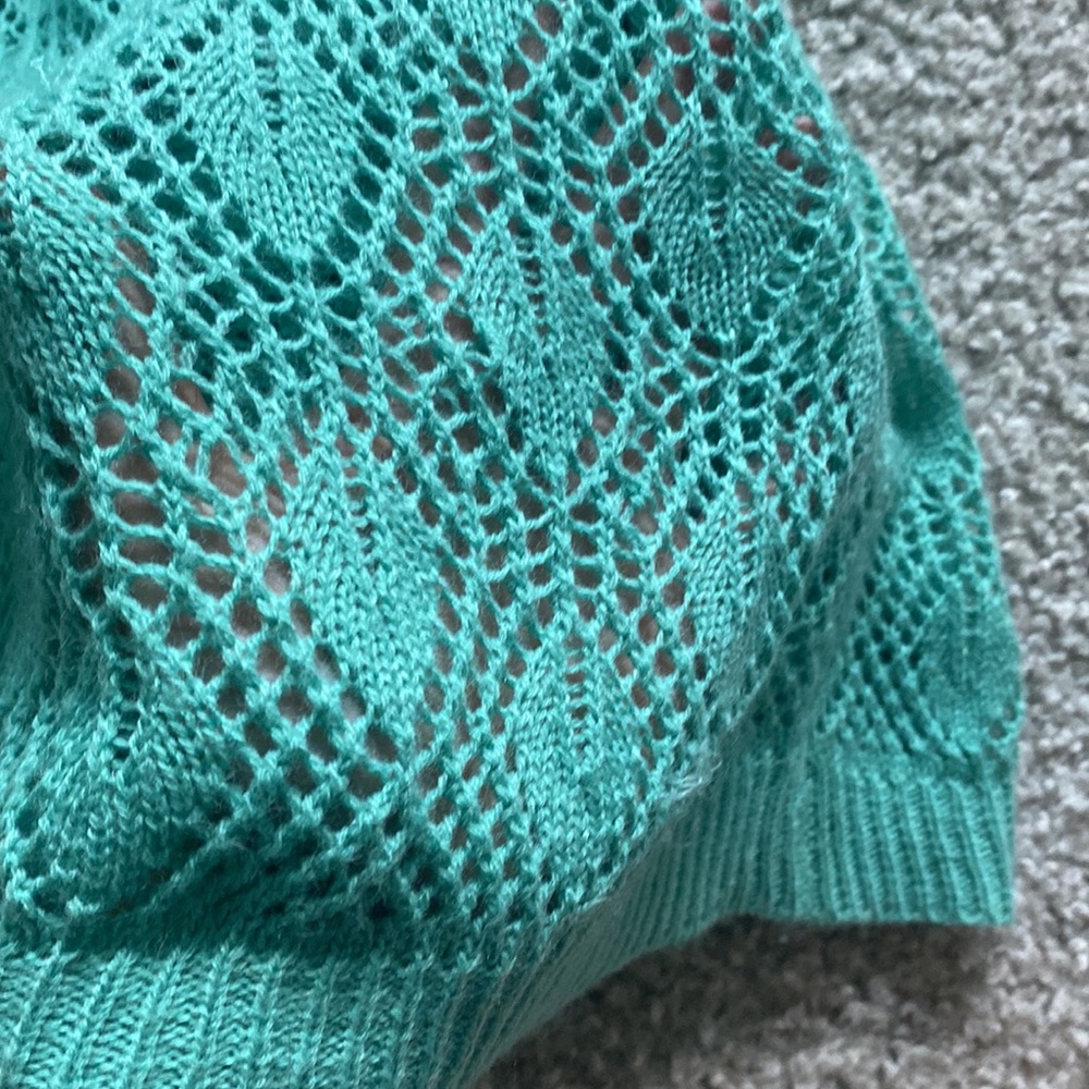 TIMELESS Open Knit Lightweight Crewneck Sea Foam Green Sweater - Picture 9 of 9